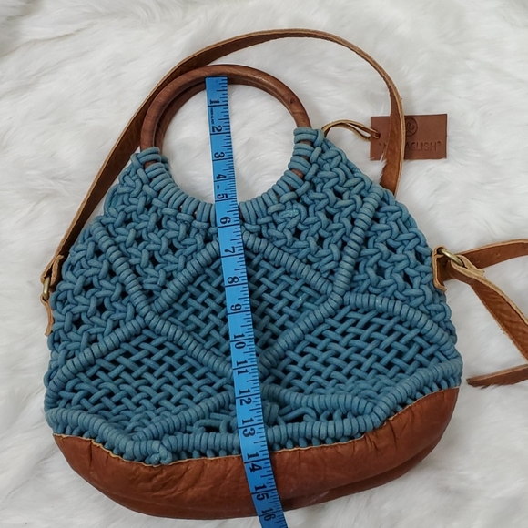 - Anabaglish cotton woven macrame bag purse wood knit - Picture 9 of 12